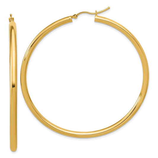 14K Yellow Gold Polished 3mm Hoop Earrings