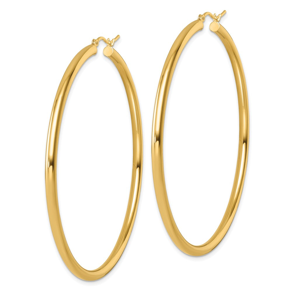 14K Yellow Gold Polished 3mm Hoop Earrings