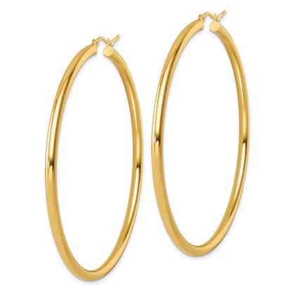 14K Yellow Gold Polished 3mm Hoop Earrings