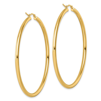 14K Yellow Gold Polished 3mm Hoop Earrings