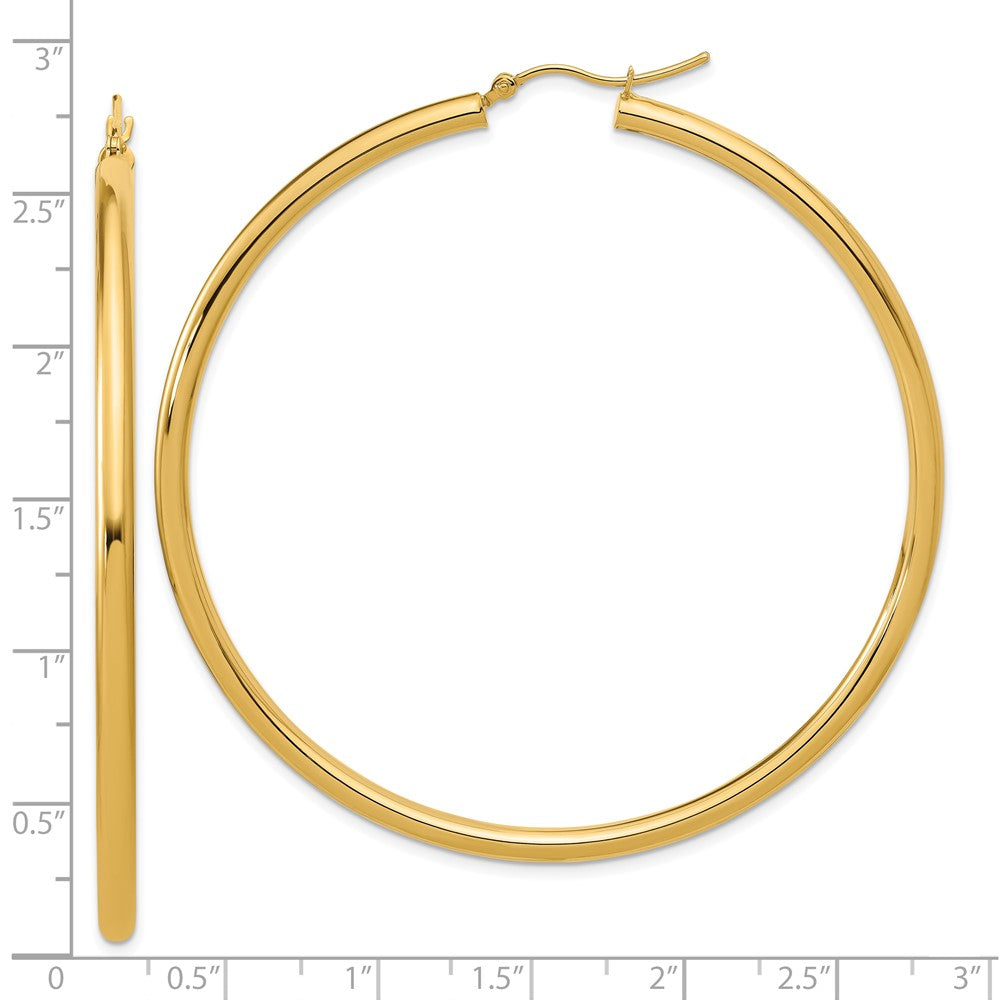 14K Yellow Gold Polished 3mm Hoop Earrings