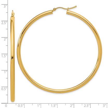 14K Yellow Gold Polished 3mm Hoop Earrings