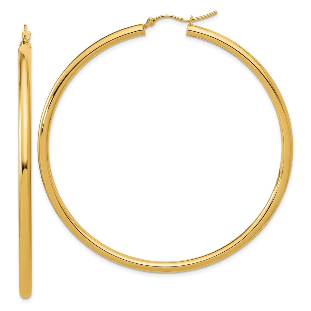14K Yellow Gold Polished 3mm Hoop Earrings