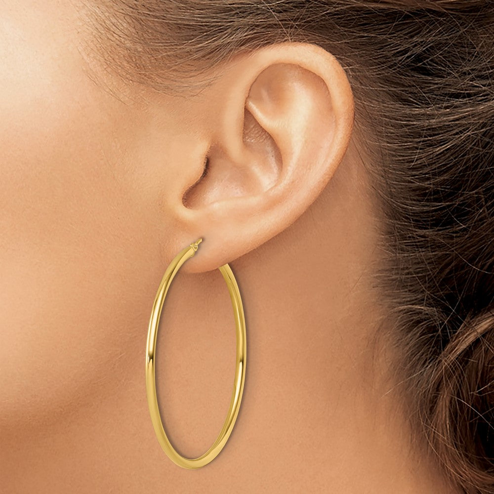 14K Yellow Gold Polished 2.5mm Hoop Earrings