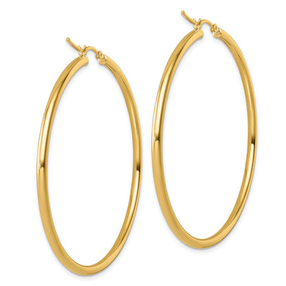 14K Yellow Gold Polished 2.5mm Hoop Earrings