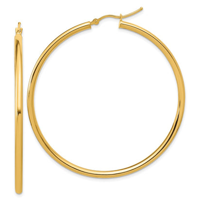 14K Yellow Gold Polished 2.5mm Hoop Earrings