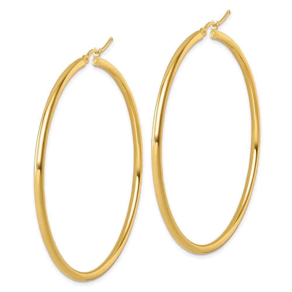 14K Yellow Gold Polished 2.5mm Hoop Earrings