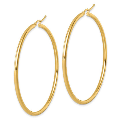 14K Yellow Gold Polished 2.5mm Hoop Earrings