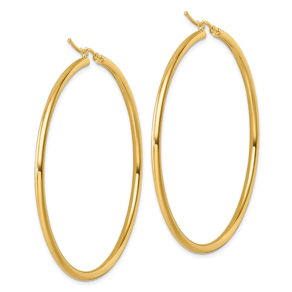 14K Yellow Gold Polished 2.5mm Hoop Earrings