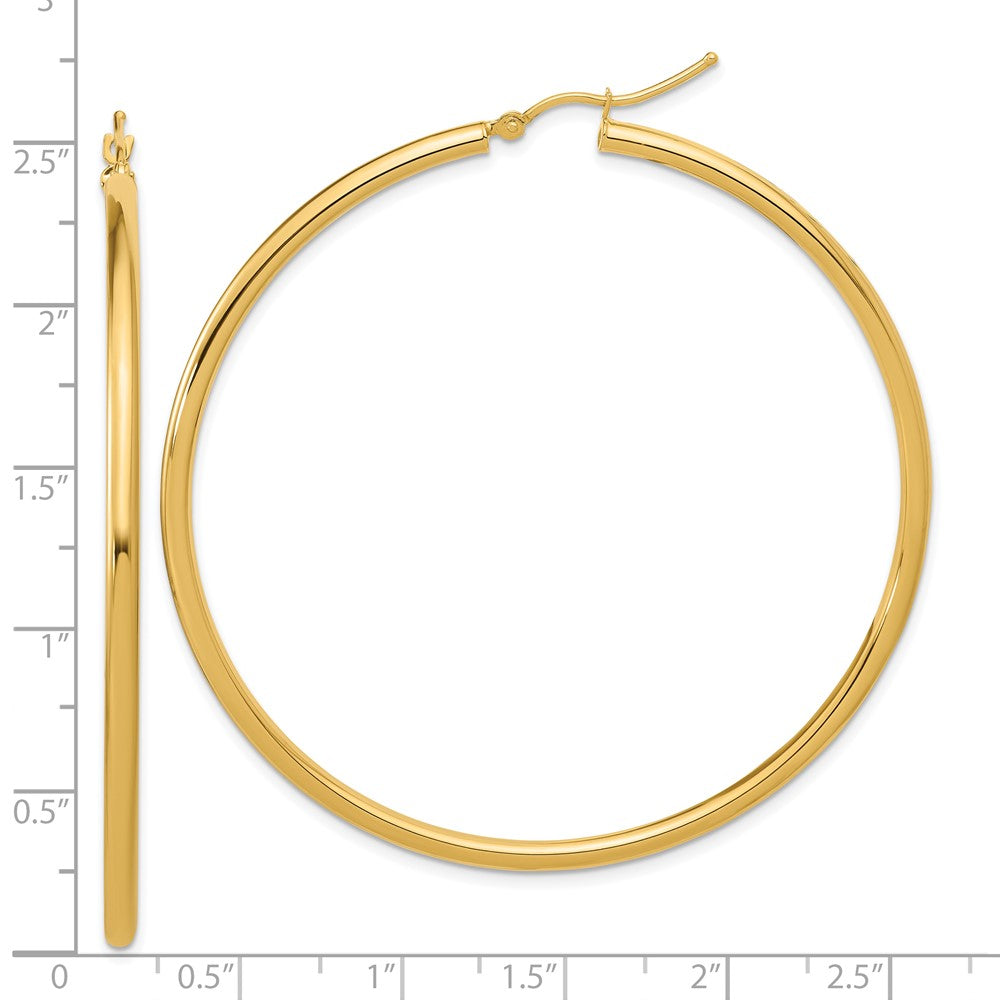 14K Yellow Gold Polished 2.5mm Hoop Earrings