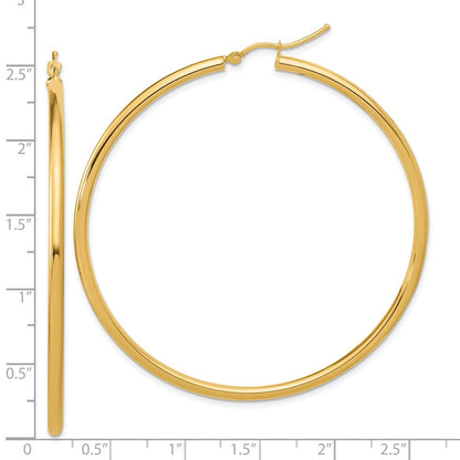 14K Yellow Gold Polished 2.5mm Hoop Earrings