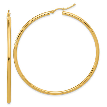 14K Yellow Gold Polished 2.5mm Hoop Earrings