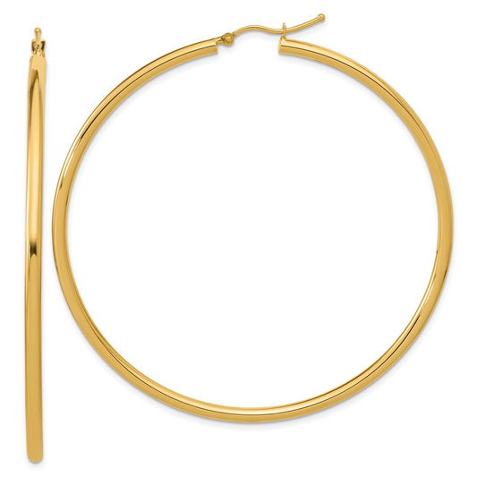 14K Yellow Gold Polished 2.5mm Hoop Earrings