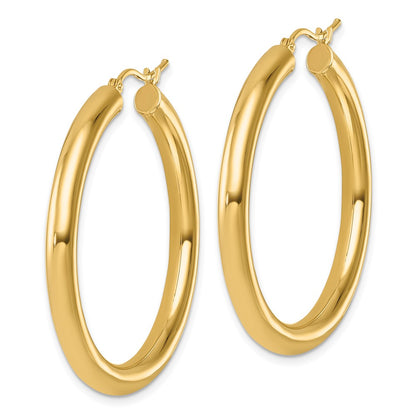14K Yellow Gold Polished 4mm Hoop Earrings
