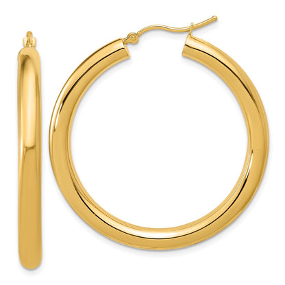 14K Yellow Gold Polished 4mm Hoop Earrings