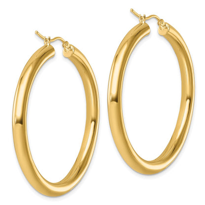 14K Yellow Gold Polished 4mm Hoop Earrings