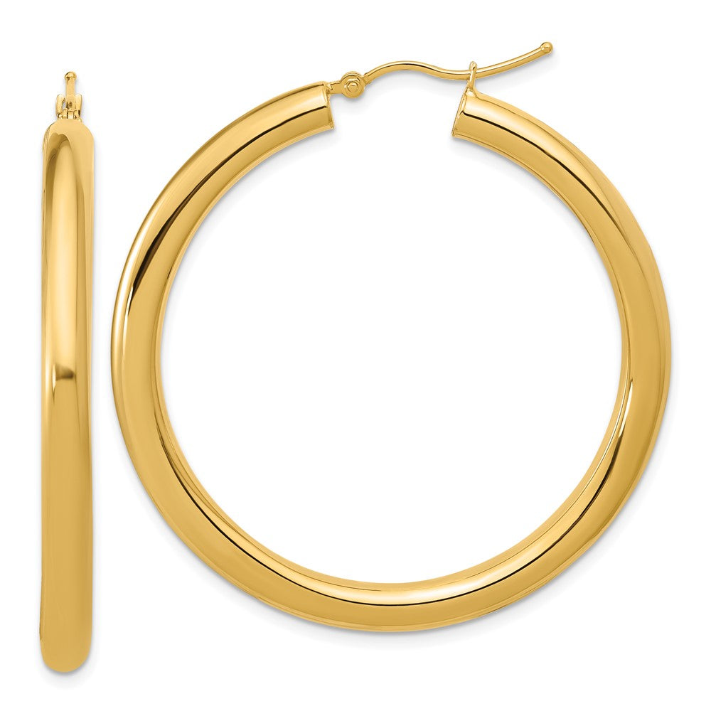 14K Yellow Gold Polished 4mm Hoop Earrings