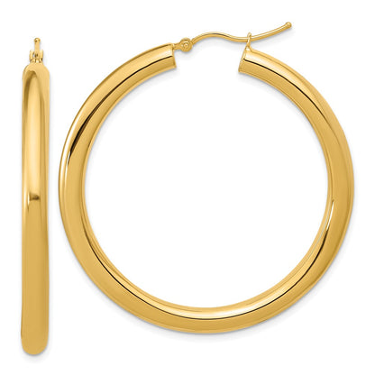 14K Yellow Gold Polished 4mm Hoop Earrings