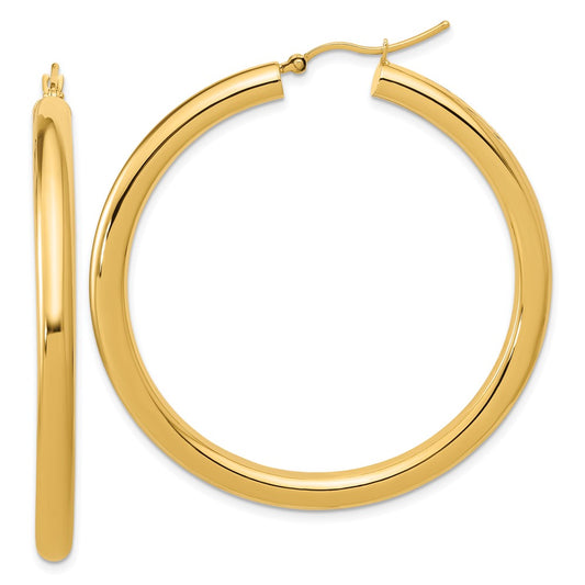 14K Yellow Gold Polished 4mm Hoop Earrings