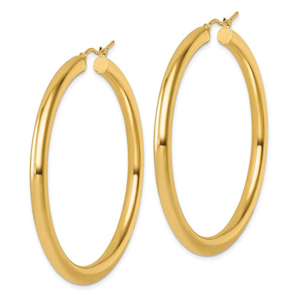 14K Yellow Gold Polished 4mm Hoop Earrings