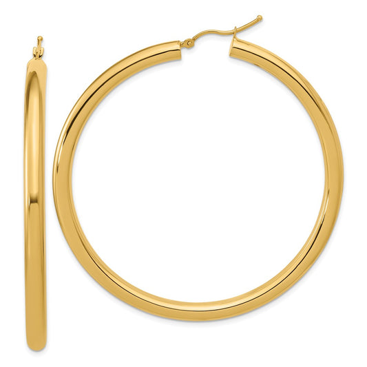 14K Yellow Gold Polished 4mm Hoop Earrings