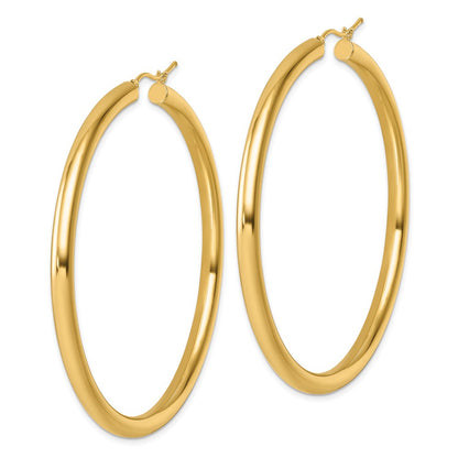 14K Yellow Gold Polished 4mm Hoop Earrings