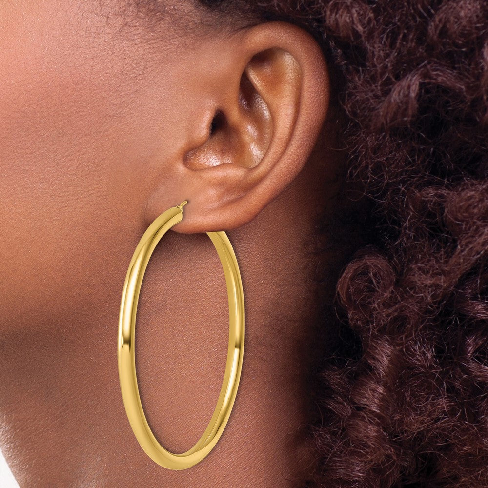 14K Yellow Gold Polished 4mm Hoop Earrings