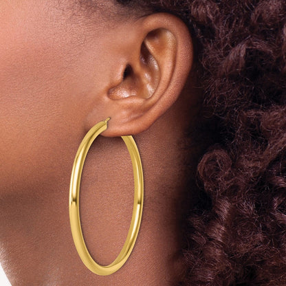 14K Yellow Gold Polished 4mm Hoop Earrings