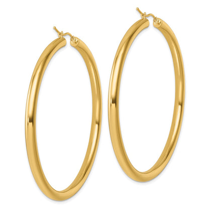 14K Yellow Gold Polished 4mm Hoop Earrings