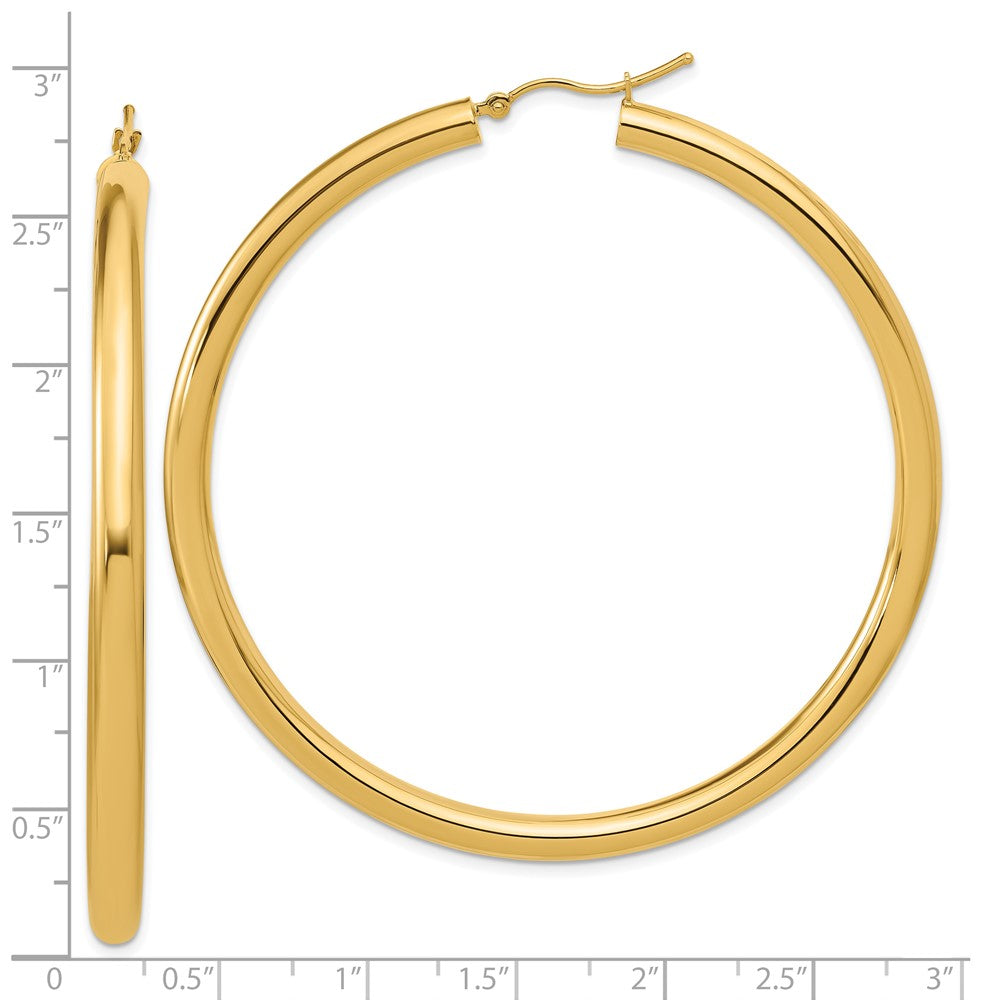 14K Yellow Gold Polished 4mm Hoop Earrings