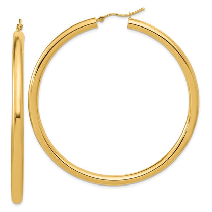 14K Yellow Gold Polished 4mm Hoop Earrings