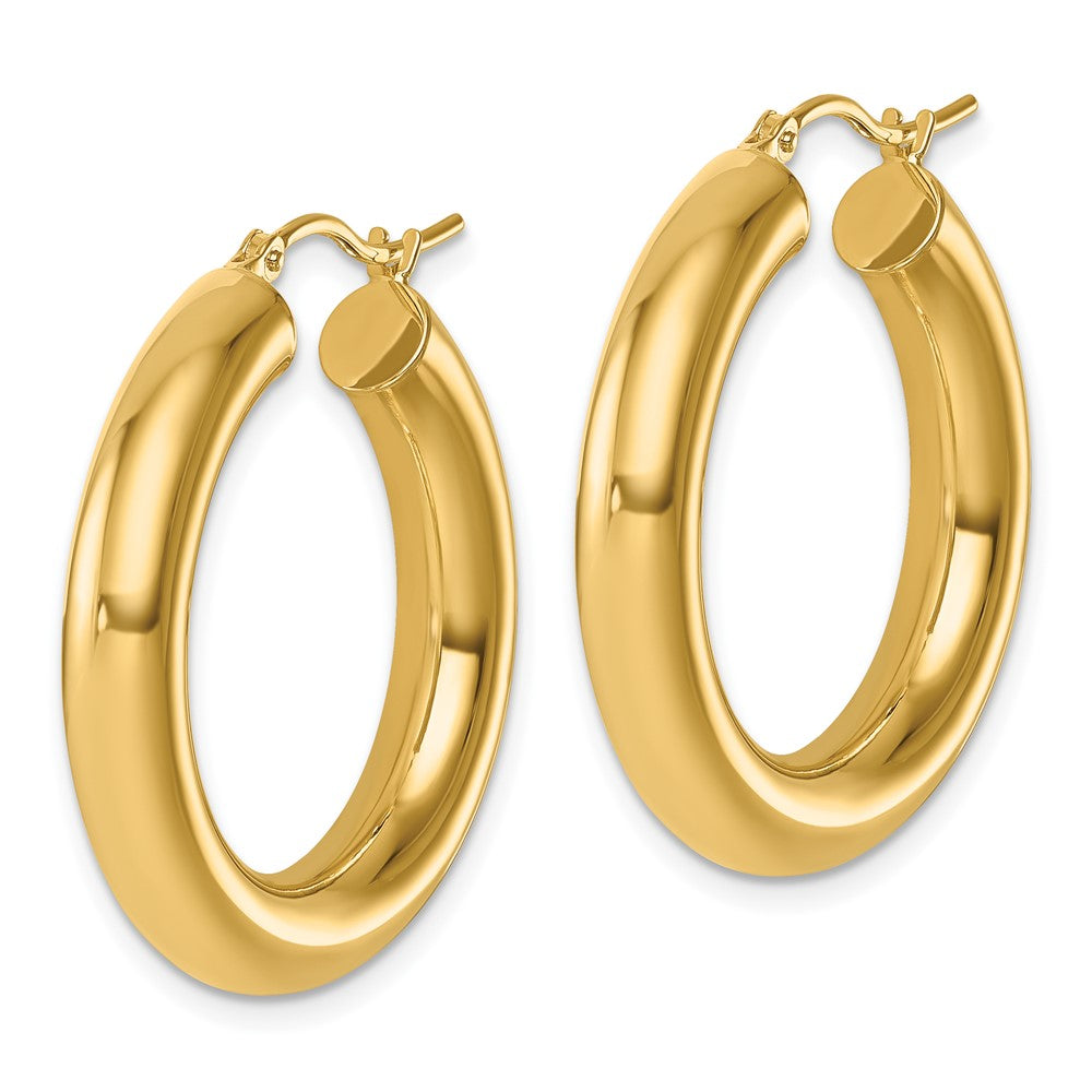 14K Yellow Gold Polished 5mm Hoop Earrings