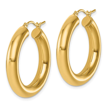 14K Yellow Gold Polished 5mm Hoop Earrings