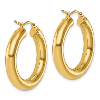 14K Yellow Gold Polished 5mm Hoop Earrings