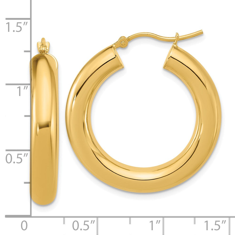 14K Yellow Gold Polished 5mm Hoop Earrings