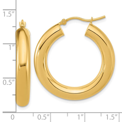 14K Yellow Gold Polished 5mm Hoop Earrings
