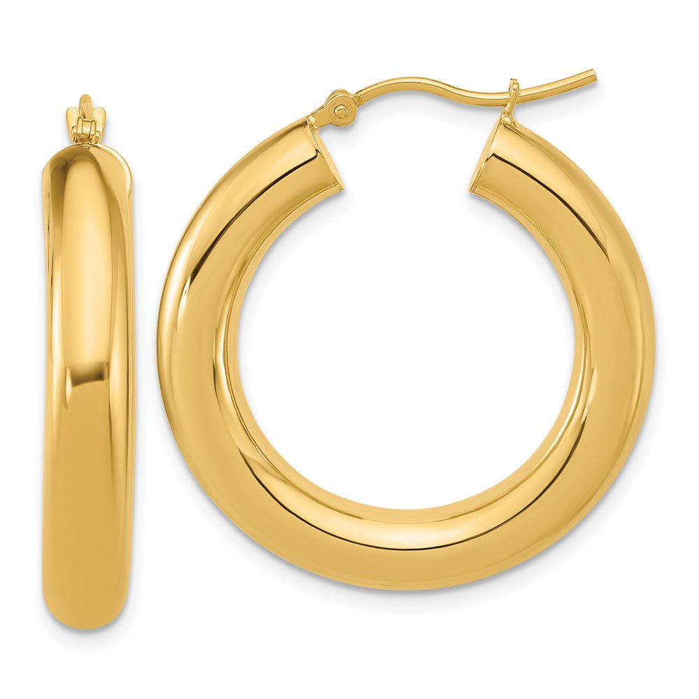 14K Yellow Gold Polished 5mm Hoop Earrings