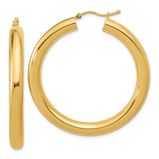 14K Yellow Gold Polished 5mm Hoop Earrings