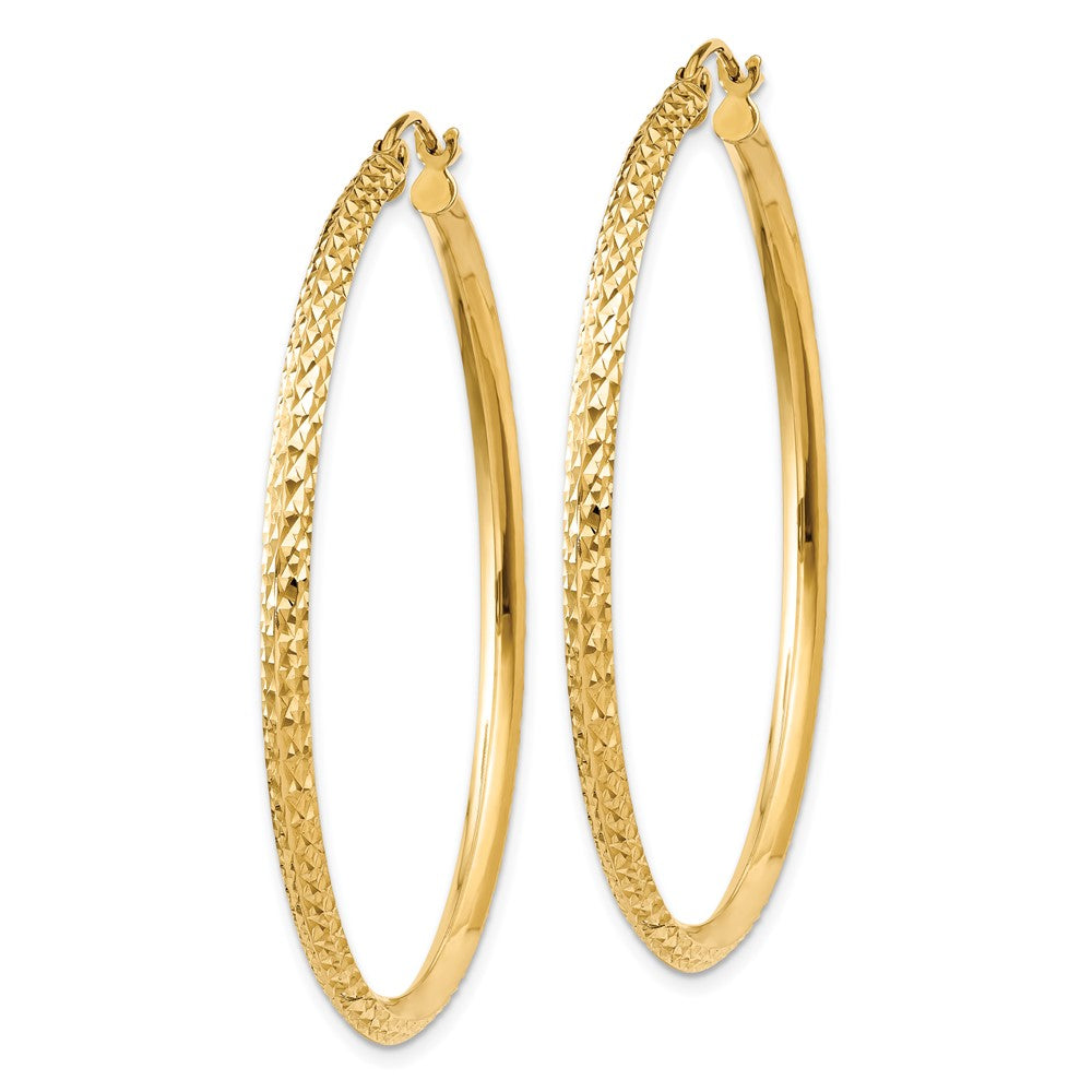 14K Yellow Gold Knife Edge D/C Hollow Hoop Earrings
