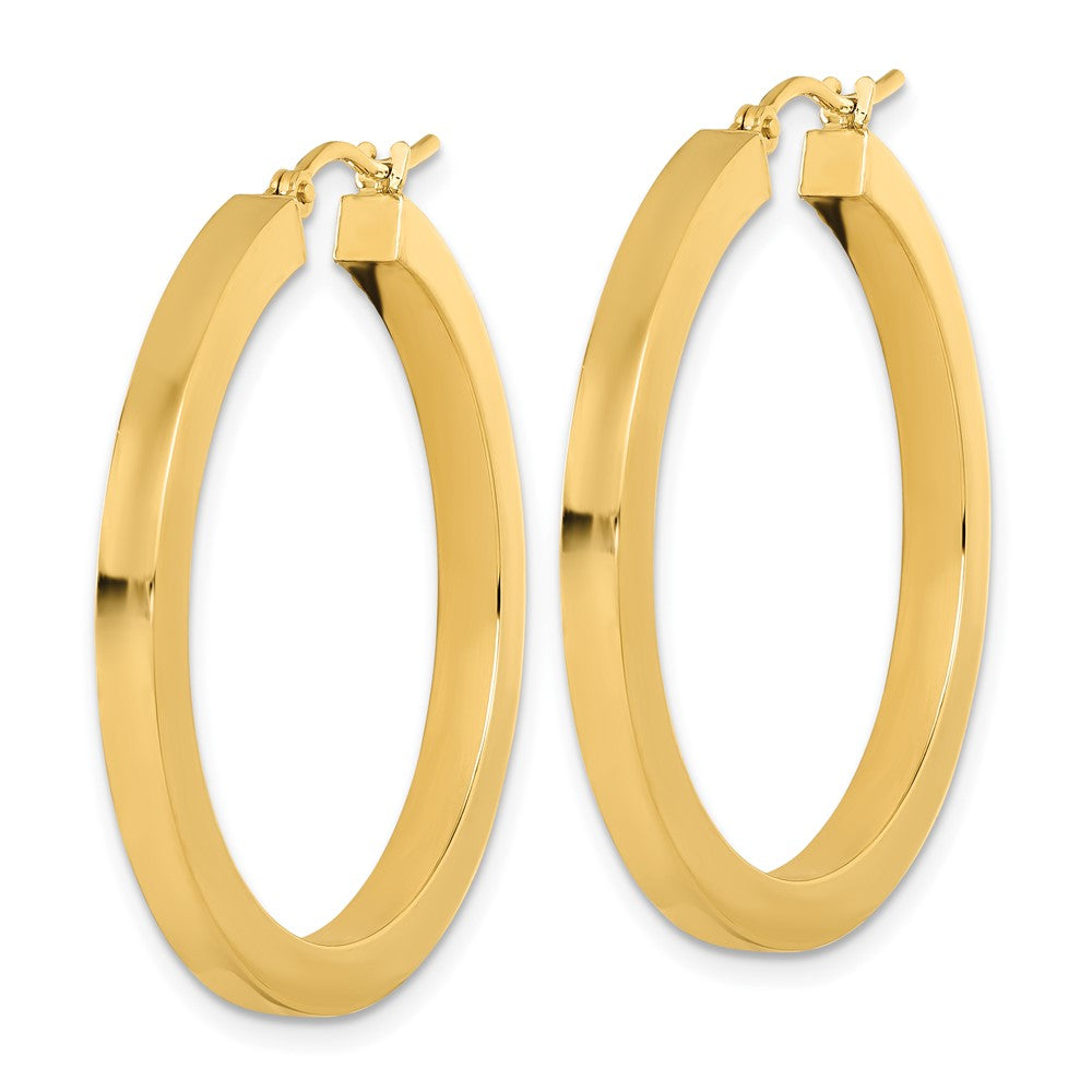 14K Yellow Gold 3mm Polished Square Hoop Earrings