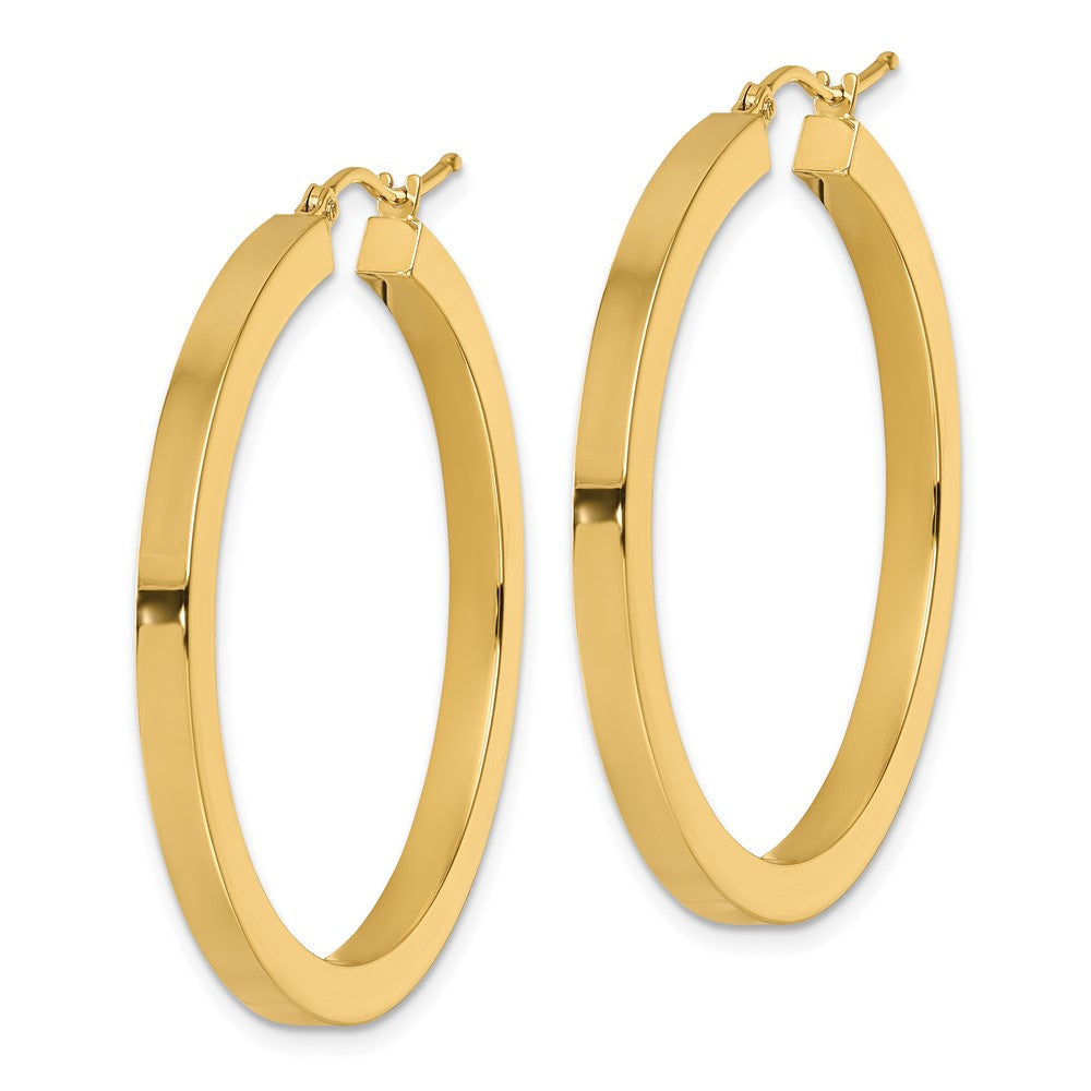 14K Yellow Gold 3mm Polished Square Hoop Earrings