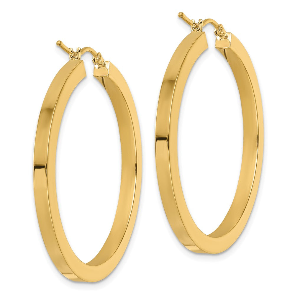 14K Yellow Gold 3mm Polished Square Hoop Earrings