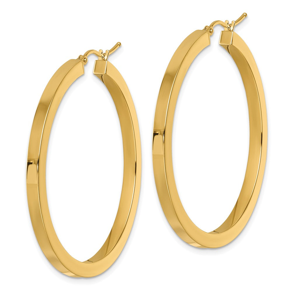 14K Yellow Gold 3mm Polished Square Hoop Earrings