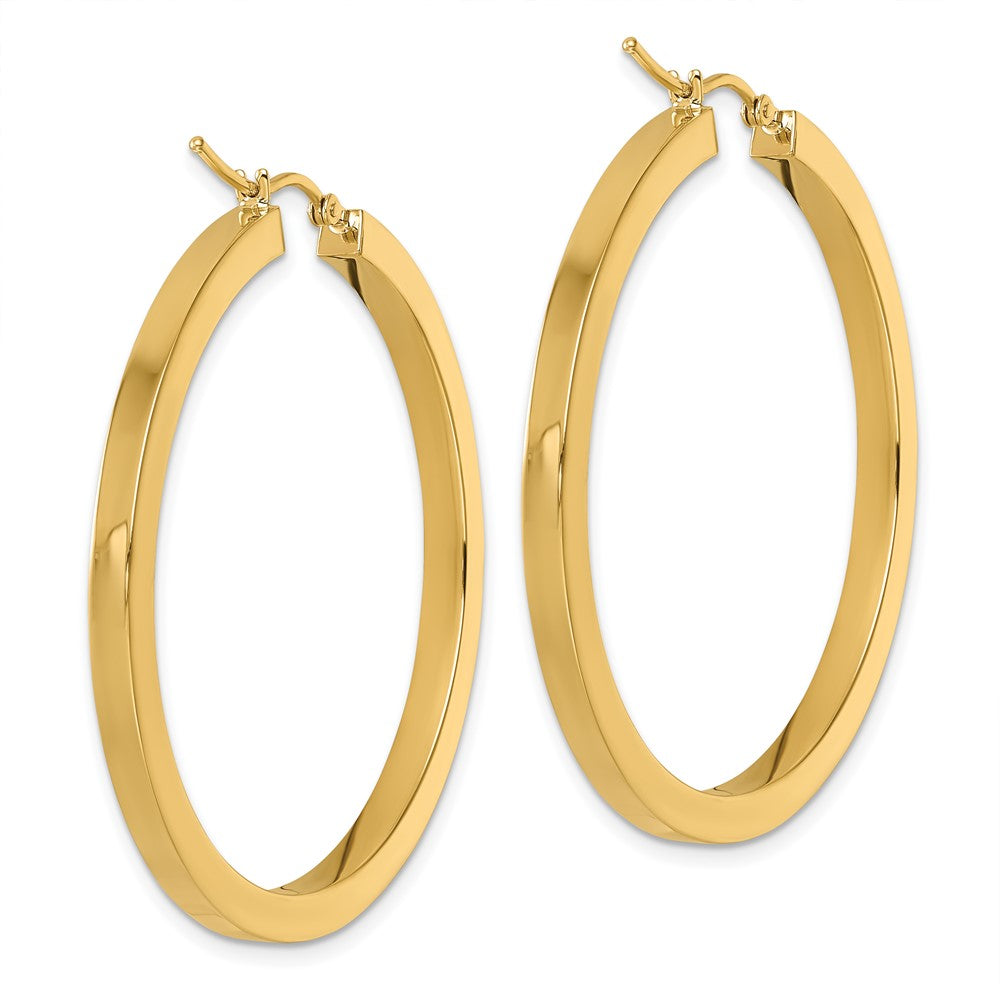 14K Yellow Gold 3mm Polished Square Hoop Earrings