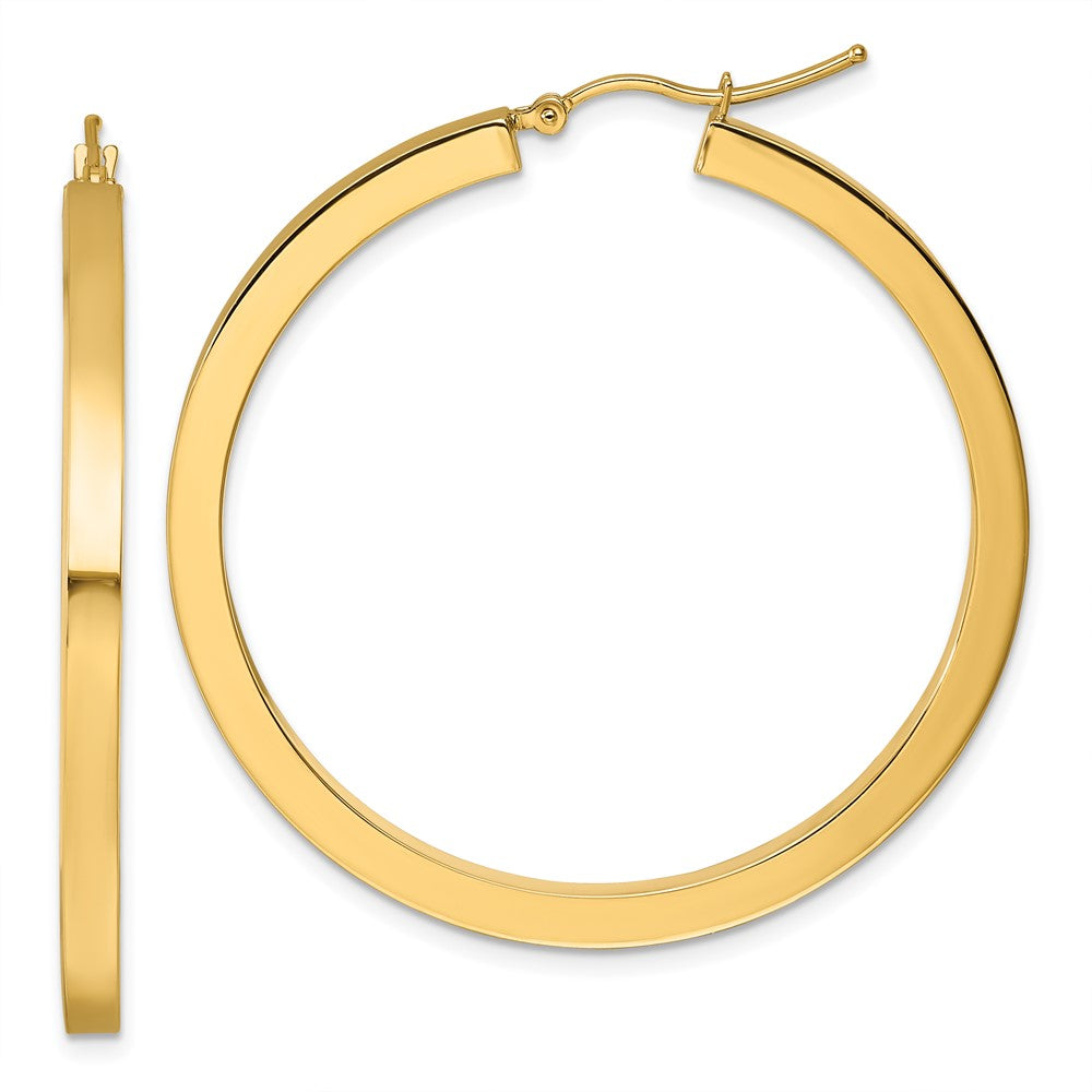 14K Yellow Gold 3mm Polished Square Hoop Earrings