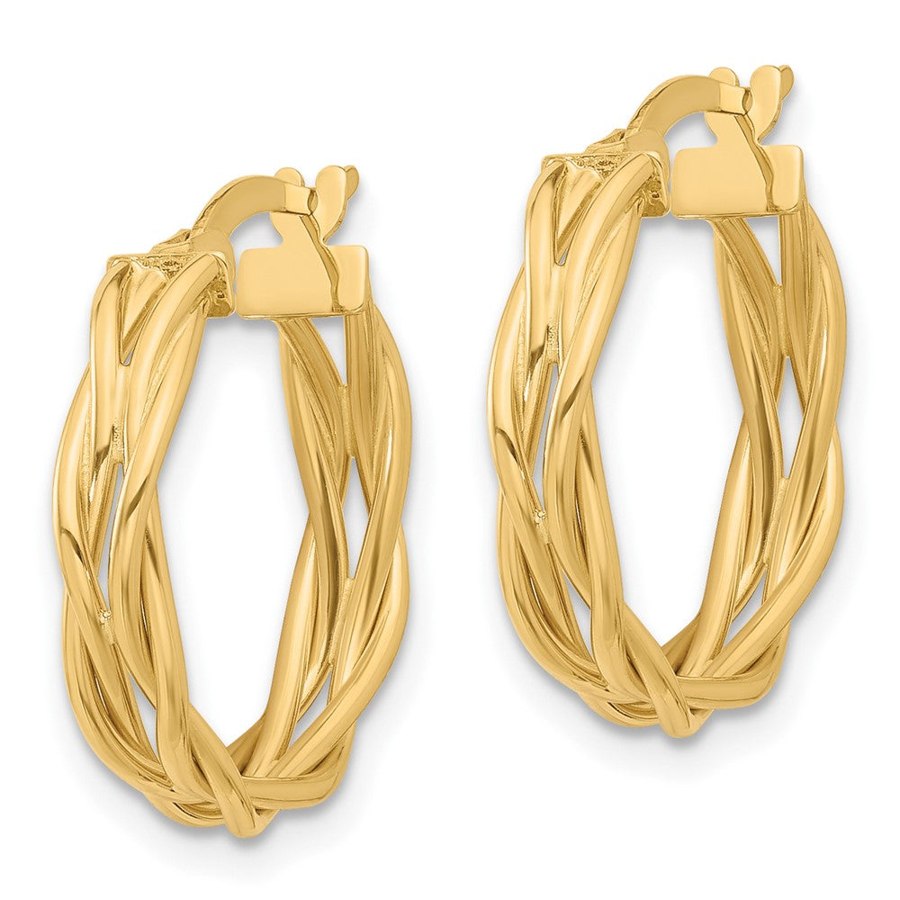 14K Yellow Gold Polished Braided Hoop Earrings