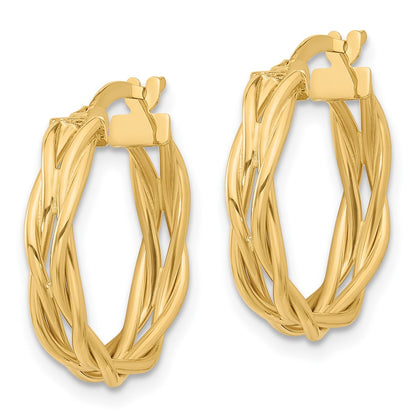 14K Yellow Gold Polished Braided Hoop Earrings