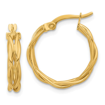 14K Yellow Gold Polished Braided Hoop Earrings