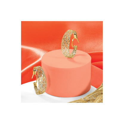 14K Yellow & Rhodium Braided Mesh Stretch Post Hoop Earrings