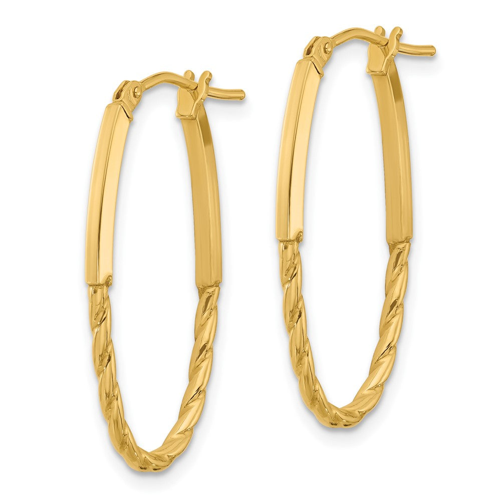 14K Yellow Gold Polished Oval Hoop Earrings